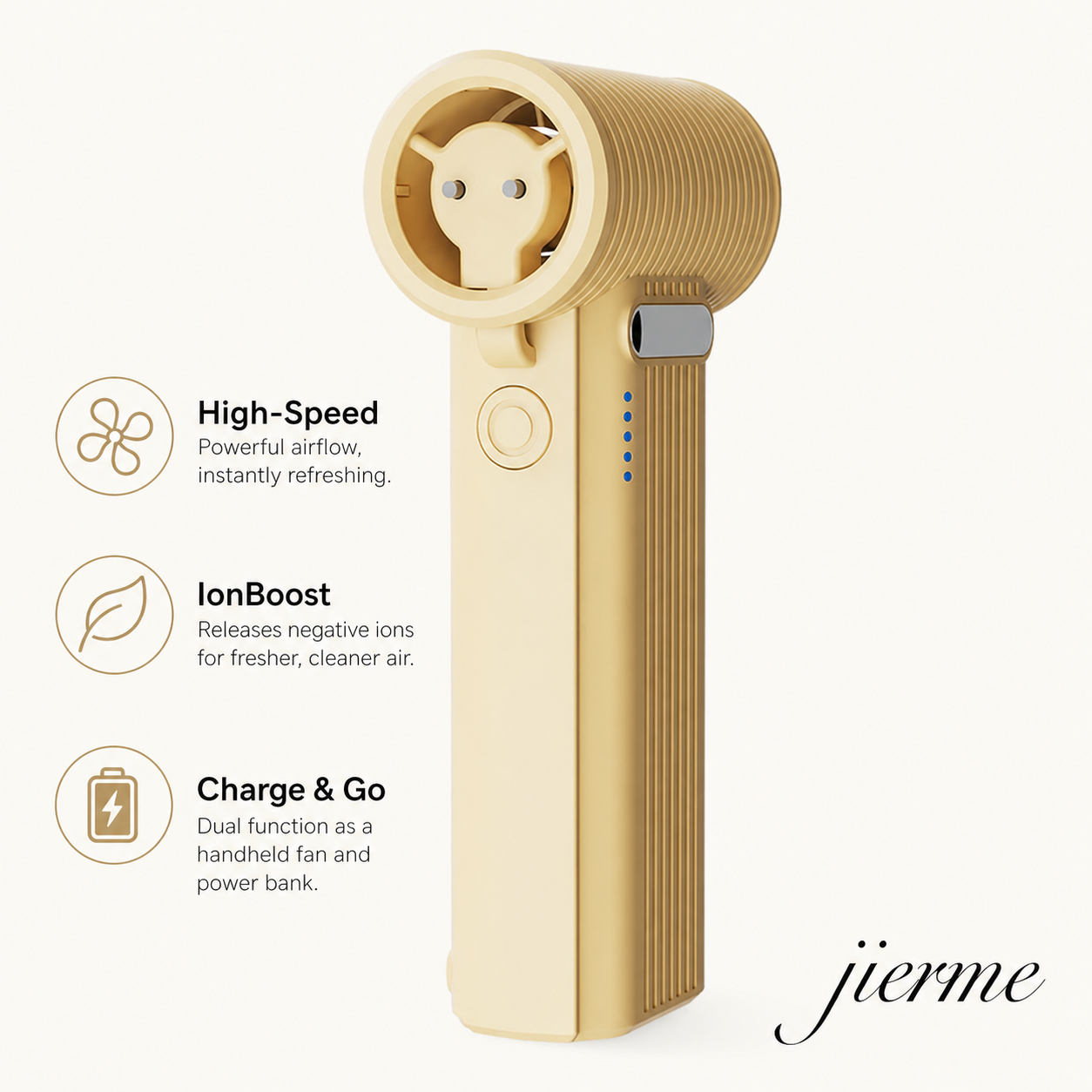 jierme™ 3-in-1 Turbo Jet Handheld Fan & Power Bank